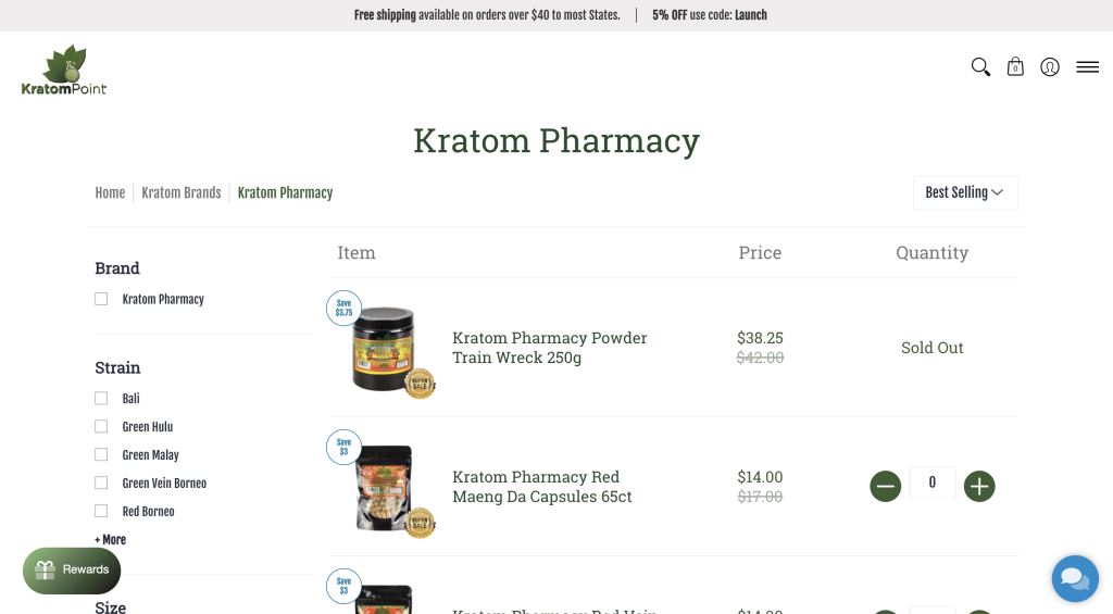 Screenshot of Kratom Pharmacy's Landing Website